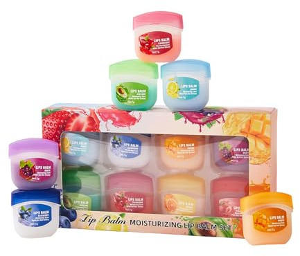 Kit per la cura delle labbra | 1 * 8 balsami idratanti nutrienti | 3,56x2,03x3,56 cm Protezione contro screpolature e secchezza, uso quotidiano, notte, all'aperto e in viaggio