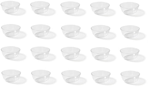 Juego de 20 cuencos de plástico desechables de 250 ml, cuencos de postre, mini tazas de postre, cuencos de plástico, cuencos de postre, cuencos pequeños de plástico, transparentes, redondos, para