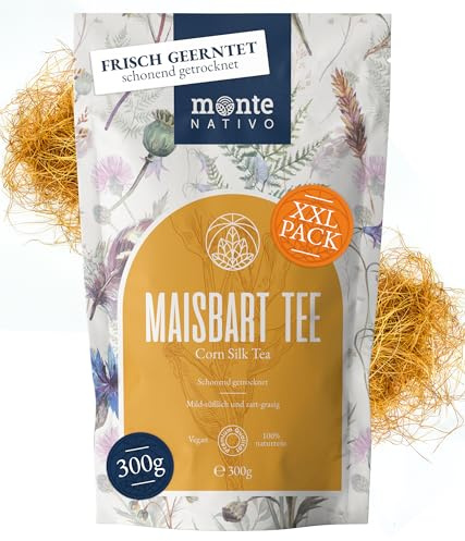 Té de Barba de Maíz Monte Nativo (300g) - Té de barba de maíz secado suavemente - Té a granel 100% natural y sin aditivos - Té de hierbas aromático para una infusión deliciosa