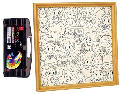 Quorvex Puzzles,Cadre Photo à Colorier avec Feutres | Blocs De Construction Mignons Peints À La Main | pour Maison Voyage Salle De Classe École À La Maison Maternelle Anniversaire