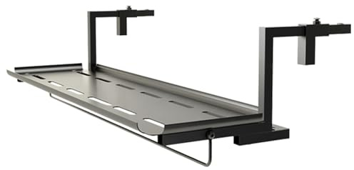 Tavolo da balcone regolabile da parete, scrivania sospesa, adatto a varie ringhiere, perfetto per terrazze e giardini, 60 cm, nero, salvaspazio