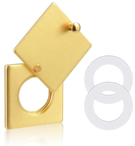 Getdoublerich Goldene quadratische Türspion Abdeckung für mehr Privatsphäre – Sicherheitskappe aus Zinklegierung mit drehbarem Design und selbstklebendem Klebeband, passend für Eingang, Badezimmer