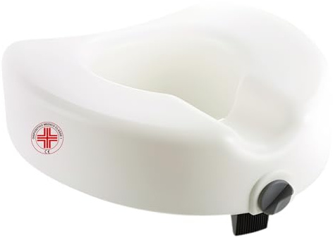 REMEDIA ONE Rialzo WC per Anziani con Blocco Centrale, Bianco, 12 cm | Alzata per WC Universale senza Braccioli, Alzawater per Protesi Anca, Facilita Seduta e Rialzata Riducendo lo Sforzo