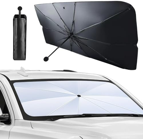 Parasol Paraguas Coche Parasol Coche Delantero Plegable(145 X 79 cm) | Parasol Coche Delantero Bloquea Eficazmente los Rayos UV y Aísla del Calor Apto Para la Mayoría de Sedanes y SUV