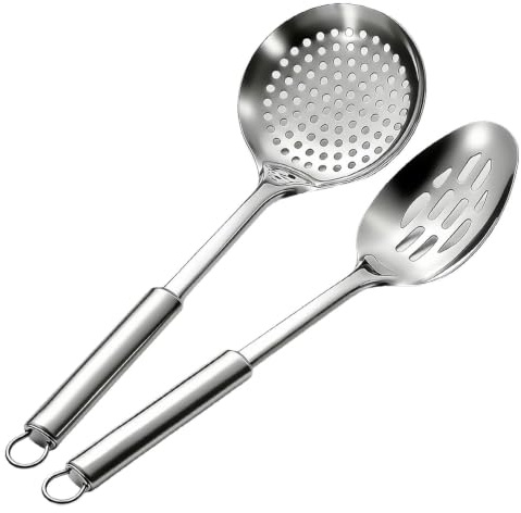 Colador de cuchara de metal, cuchara espumadera de acero inoxidable
