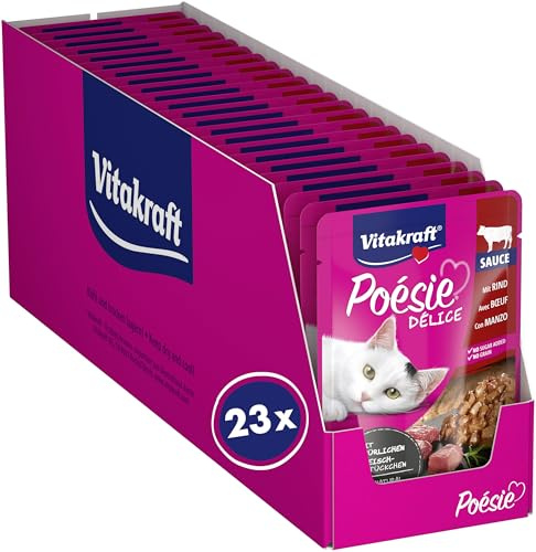 Vitakraft Våt foder katt poesi delikat, nötkött, sås, 23 x 85 g