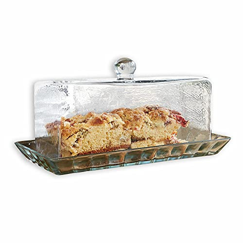 LOBERON Glasglocke mit Platte Nelia, mundgeblasen, handgefertigt, nostalgisches & elegantes Design, Tischaccessoires, Glas, klar