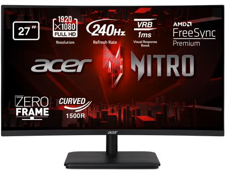 Acer ED270RPbiipx - Monitor Gaming Curvo de 27 Full HD 165Hz (69 cm, 1920x1080, Pantalla VA LED, 1500R, ZeroFrame y FreeSync, 5ms, 250nits, 2xHDMI, DP AudioOut, EcoDisplay) - Color Plata