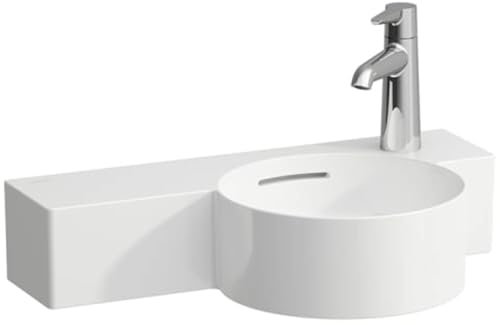 LAUFEN VAL Handwaschbecken, 1 Hahnloch rechts, mit Überlauf, 550x315mm, Ablage links, H8152844001061, Farbe: Weiß