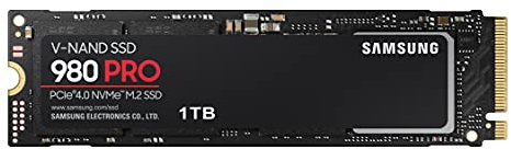 Samsung 980 PRO NVMe M.2 SSD, 1 TB, PCIe 4.0, 7.000 MB/s Lesen, 5.000 MB/s Schreiben, Interne SSD für Gaming und Videobearbeitung, MZ-V8P1T0BW