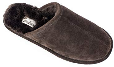SnugToes Indoor Slippers for Men - Luxuriously Comfortable Leather House Slippers Men - Non-Slip Soft Rubber Outer Sole Mens Slippers - Designed for Warmth and Style for Indoor Use - Brown Size 14 UK