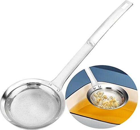 TBWHL Multi-functional Hot Pot Fat Skimmer Spoon - Stainless Steel Fine Mesh Food Strainer for Skimming Grease and Foam DIA 3.1