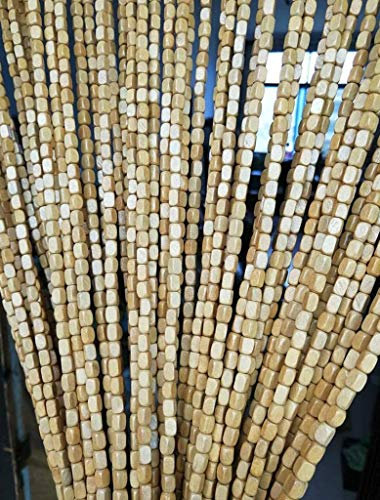 Refue Hölzern Perlenvorhang hängend Holzperlenvorhang Natürlich Rustikal Stil für balkontür Schlafzimmer Wohnzimmer Insektenvorhang Rot/Holz/Hellbraun (Size : 45 Strands (80×180cm/32×70in))