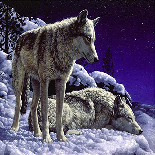 Yingxin34 1500 Stück Puzzle für Zwei Wölfe im Schnee Familienspiel Schlafzimmer Arbeitszimmer Dekoration-35x23 Zoll (87 x 57cm)