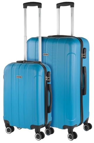 ITACA - Uppsättning av 2 styva reseväskor 4 hjulvagn 55/73 cm ABS. Resistent och lätt. Hantera hänglåshandtag. Liten medium och stor stuga. 771100, Turkos