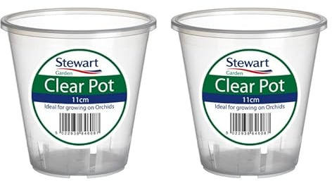 2 x Clear Orchid Pots Plastic Orchid Flower Plant Pot For Optimal Growth 11cm