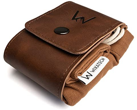 WIKA FlexBag: Bushcraft-Tasche aus Canvas, mit Abnehmbarer, waschbarer Transporttasche, braun, ungewachster Baumwollstoff, Halterung aus echtem Leder, atmungsaktiver Pilzbeutel, Gürteltasche