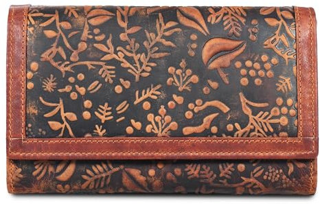 VALENCHI Women's Leather Wallet - RFID Blocking Wallet - Ladies Clutch Hand Purse With Card Holder Slots (Cognac Vintage LW06)