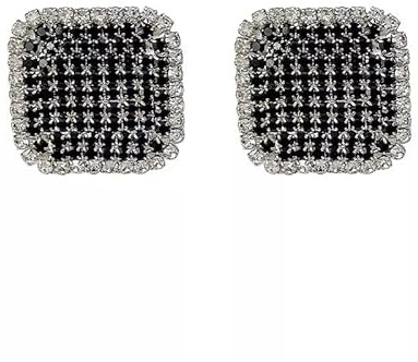 OBCPD 925 Sterling Silber Quadratisch Schwarz Micro Pave Zirkonia Strass Ohrstecker für Frauen Weiblichen Stil