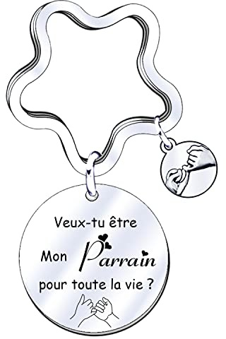 GULRK Porte Clé Parrain Cadeau Parrain Cadeau Parrain Marraine Demande porte cle veux tu etre mon parrain Porte Clef Personnalisé Cadeau Homme Anniversaire Cadeau Fête Des Pères