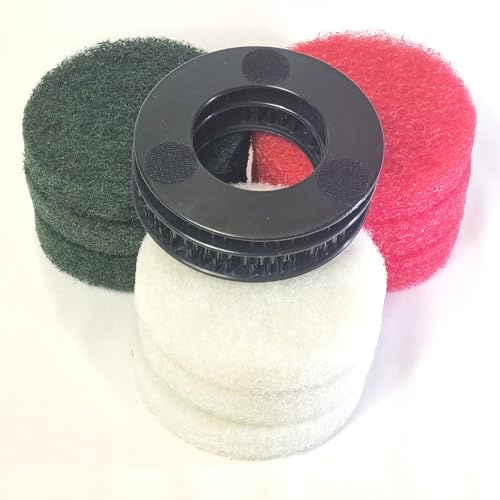 BMC Pulizia Profonda Pavimenti kit 5” per lucidatrice domestica con dischi abrasivi fibra nylon TNT da 125 mm, dischi TNT bianchi e detergente idrorepellente per protezione dalle macchie