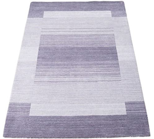Teppich 100% Wolle Hell Lila Beige 160X230 cm Orientteppich Handgetuftet HT338