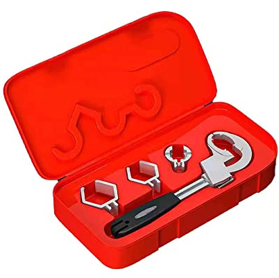 TopHomer Sink Wrench Set Basin Tap Spanner Alloy Bathroom Ratcheting Wrench Plumbing Tool with Box Head for Toilet Sink Bathroom Kitchen