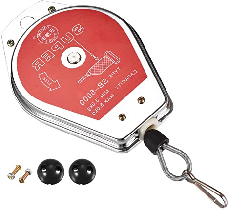 QUARKZMAN 145 x 100 x 38 mm Ressort Équilibreur Suspendu Outil Rouge Noir | 1 Pièce, avec Raccord Accessoire pour Assemblage Lignes et Pièces Soudage, Rétractable