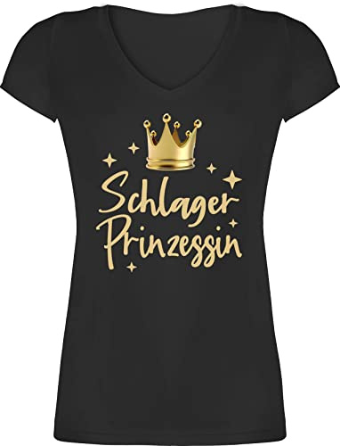 Shirtracer - T-Shirt Damen V Ausschnitt - Party Outfit - Schlager Prinzessin I Schlagerparty Konzert Volksmusik