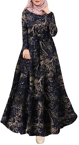 KBOPLEMQ Abayas for Women, Muslim Dubai Dress, Women's Islamic Clothing, Long Sleeve Plain Loose Muslim Prayer Dress, Long Dress for Women, Teenagers, Ethnic Bride, Evening, Party, Prayer Clothing,