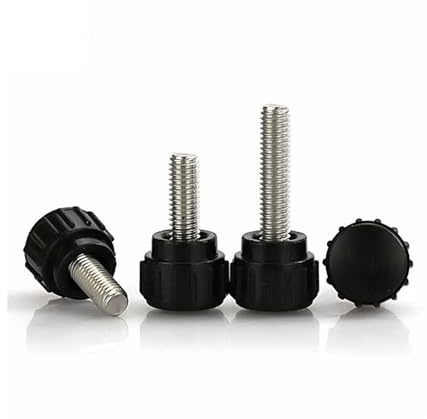 SEIDER 5 Stück M3 M4 M5 schwarzer Bakelit-Rundkopf mit Edelstahlstange, Handgriff, Rändelschraube(M3x12 mm)