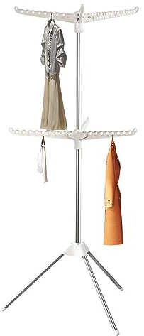 Secador de ropa plegable para camisas, 2 capas, estante de ropa plegable, tendedero de planchar secador de ropa plegable resistente, perchas de brazo, tendederos paraguas para repassag