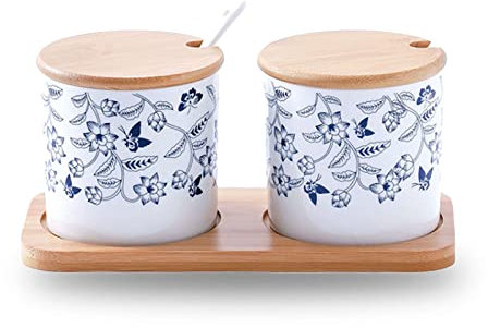 Zuccheriera in ceramica, zuccheriera con coperchio e cucchiaio, barattolo for spezie contenitore for zucchero blu e bianco, contenitore for sale, contenitore for sale, accessori for bar caffè-blu e bi