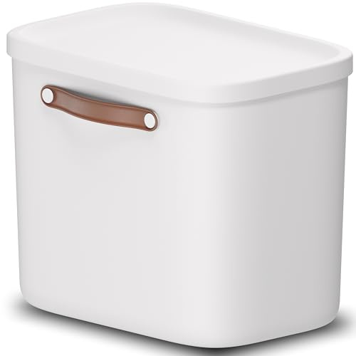 Rotho Maloja Aufbewahrungsbox mit Deckel 25l | Elegante Box mit Griff | sicher verschließbar | stapelbar & modular | pflegeleicht | creme-weiß