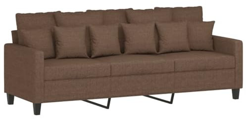 vidaXL Sofa 3-Sitzer, Loungesofa Couch mit Armlehnen Rückenkissen, Wohnzimmersofa Designsofa Metallgestell, Sitzmöbel Dreisitzer, Modern, Braun Stoff
