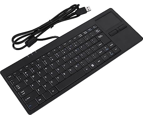 Kabelansluten USB-pekplatta-Tangentbord 86-tangenter, Ultratunt Tangentbord, med Inbyggd Pekplatta-hubport för Stationär Dator, Bärbar Dator, PC, Ergonomisk Surfplatta Svart