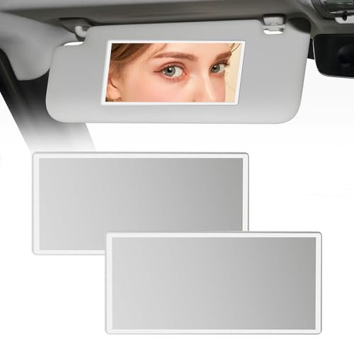 2 x specchio di cortesia per auto in acciaio inox, specchio cosmetico per auto, adesivo per specchietto in acciaio inox, 15 x 8 cm, adatto per auto e bagni