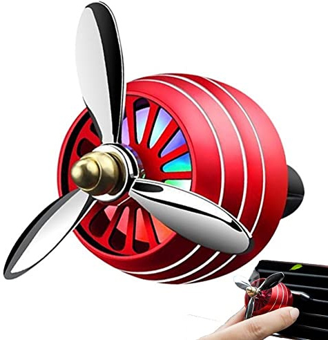 Keuyeo Lumière LED Désodorisant De Voiture, en Forme D'hélice De L'armée De L'air, Clip De Ventilation De Parfum, Décor De Ventilateur De Véhicule, Aromathérapie, Accessoires D'intérieur Automobile