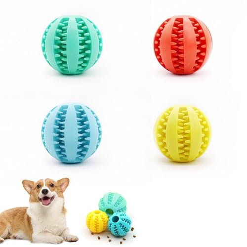 Forreen Hundeball Unzerstörbar, 4 Stück 6cm Hundespielzeug Ball Naturkautschuk Dauerhaftes Hundespielzeug Intelligenz Ball für Mittelgroße, Kleine Hunde