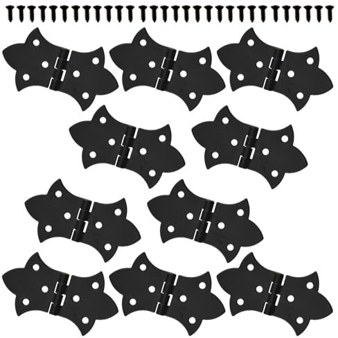 10 Stück Scharniere Retro mit Schrauben, Antik Scharniere Möbelband Ersatz für Möbel [Schwarz]