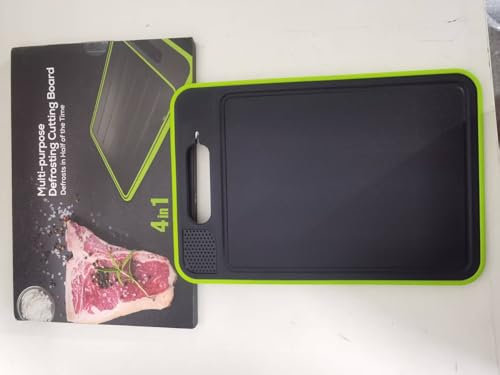 4-in-1 Miracle Melt Defrosting Board & Chopping Board - Dual-Side Aluminum Alloy Fast Thawing Tray with Grater, Built-in Knife Sharpener, and Hanging Handle (Food-Grade Safe)
