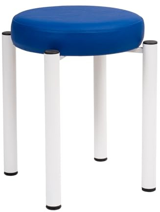Sport-Thieme Gymnastikhocker Comfort | Praxishocker | Rund | Kunstleder Sitzfläche | ø 38 cm | Belastbar bis 150 kg | Stapelbar | Metall-Rundrohr Beine | In 2 Sitzhöhen: 50 cm und 55 cm