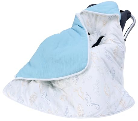 Coperta per neonati, 90 x 90 cm, in tessuto goffrato, universale, per passeggino, seggiolino auto, motivo dinosauro trapuntato, 1,5 tog