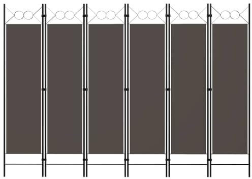 Myheimly 6-TLG. Raumteiler Klappbar Freistehend Trennwand Paravent Umkleide Sichtschutz Spanische Wand Raumtrenner Anthrazit 240 x 180 cm