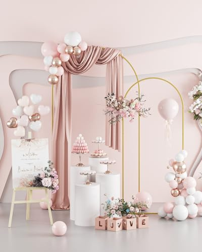 HEYZOEY Hochzeitsbogen, 220 cm,180 cm, Metall Ballon Bogen Set von 2, Goldfarbene Hochzeitsdeko Rosenbogen für Zeremonie, Geburtstag, Party Dekoration