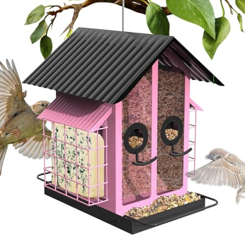 Fenstervogelfutter - Regenfisch - -Vogelfutter, klarer Acrylfutter mit Doppeldach | Wetterfestes Hinterhof Vogelbeobachtung, leicht zu installierende Außenfenster für Garten, Balkon