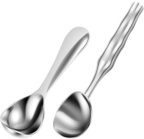 2 cucharas de helado, pala de helado de acero inoxidable, cucharas para helado, cucharas gourmet, cucharas de helado, cucharas de helado, diseño de una pieza, para bolas de helado, hornear, bolas de