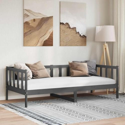 MOBCANT Tagesbett, Bettsystem Bettstütze Betten Futonbett Geeignet für Wohnungen Schlafzimmer Hotel Gästezimmer Grau Massivholz Kiefer 90x200 cm