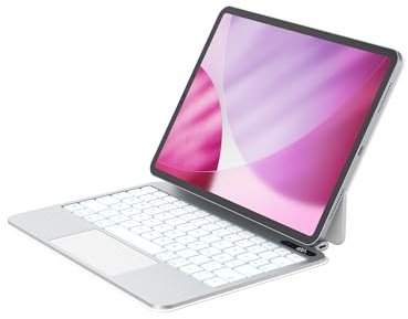 Bettdow für iPad Air 11 Zoll M4 2026/M3 2025/M2 2024, Air 4./5., Pro 11 1./2./3./4. Tastatur Hülle,Leichte Aluminiumlegierung Schwebendes Magnetisches Design mit Trackpad, QWERTZ-Layout Tastatur,Weiß