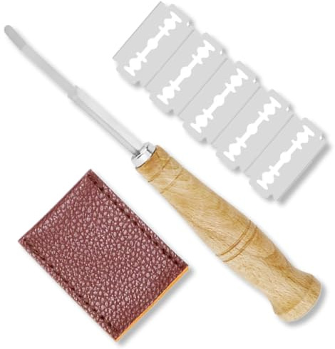 KEQAR 1 couteau à pain en acier inoxydable avec 5 lames, outil de boulangerie professionnel, coupe-pain et coupe-pâte, accessoires de cuisine pour la boulangerie et la pâtisserie